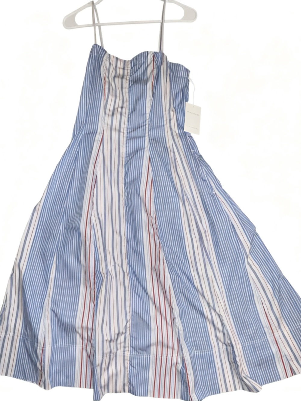 NWT FREE ASSEMBLY Sundress Size 4 Blue White Red Adj Straps Maxi Dress